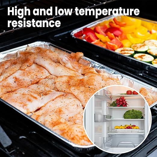 YLT WAX 9x13 Disposable Aluminum Foil Pans 30 Pack, Durable Half Size Deep Extra Heavy Duty Food Containers for Baking, Cooking, Roasting, Heating or Steam Table
