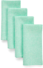 Solino Home Linen Cloth Napkins Set of 4-100% Pure Linen Chambray Aqua Dinner Napkins 20 x 20 Inch for Winter - Athena, Handcrafted and Machine Washable