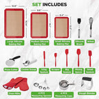 NutriChef 23-Piece Baking Utensil Collection with Measuring Tools, Silicone Mats, Spatulas, Whisk & Oven Mitts - Complete Kitchen Utensils Set and Baking Tool Set Suitable for Home Bakers