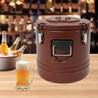 Eapmic 21.1Qt Insulated Food Container, Stainless Steel Container, 20L Commercial Soup Carrier 12 Hours Heat Preservation for Hot and Cold Food Storage Restaurant Canteen Home Lunch Use (Brown, 20L)