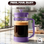 Utopia Kitchen 34 Ounce 1 Liter French Press Coffee Maker, Tea Maker, Travel Coffee Presses, Heat Resistant Thickened Borosilicate Coffee Pot for Camping Travel Gifts, Plum Pack of 1