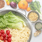 Gulex Colander Stainless Steel 3-Quart, Metal Strainer with Base, Strainer for Kitchen Food, Dishwasher Safe