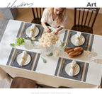 Leetaltree Luxury Dark Blue Placemats with Gold Stripes Placemats Set of 4 - Waterproof Washable for Wedding, Anniversary, Daily Use - Sparkling Table Decor - Hand-Cut