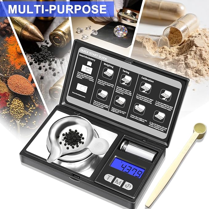 THINKSCALE Milligram Scale, 50g/0.001g Digital Jewelry Scale, Micro Gram Scale for Powder, Medicine, Gold, Gem, Reloading, Mg Scale 6 Units, Tare, Cal Weight Included