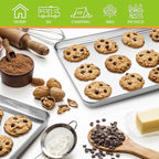 Small Baking Sheet of 2, CEKEE Stainless Steel Baking Pan Tray Cookie Sheet, Size 9 X 7 X 1 inch, Healthy & Non Toxic, Rust Free & Mirror Finish, Easy Clean & Dishwasher Safe