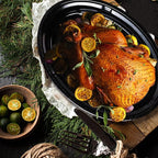 Roasting Pan 11Lb 15.7 inch Oval Enamel Oven Roaster Pan with Lid for Turkey Chicken Cookware PFOA free
