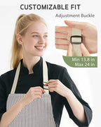 Syntus Apron for Men Women, Adjustable Cooking Kitchen Chef Aprons with 2 Pockets, Cotton/Polycotton/Polyester