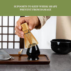 YIBO Matcha Whisk Set Black - Match Bowl with Spout and Whisk, Scoop, Sifter, Chasen Holder Measuring Spoon & Cup Kit for Matcha Tea Ceremony Tools