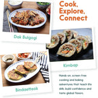 eat2explore Cooking Kits for Kids 14 Pcs – Interactive & Educational Kids Cooking Sets Real for Ages 5 and Up,3 Recipe Cards & Global Ingredients – Perfect for Families and Homeschooling (South Korea)