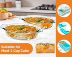 Small Casserole Dishes Oval 2 Pack, 23oz Glass Au Gratin Baking Dish, Individual Oval Baking Pan for Oven Microwave Air Fryer, 1 or 2 Person Servings, Bakeware Clear Prep Bowls with Handle