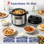 Fullwill 6QT Electric Pressure Cooker, 9-in-1 Multi-Use Programmable Pressure Cooker with Slow Cook, Rice Cook, Steamer, Sauté, Yogurt Maker, Food Warmer, Foodie Helper