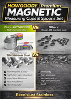 Magnetic Measuring Cups and Spoons Set304 Stainless Steel Dual Scale Set of 15, Strong N52 Magnetic Nesting Design with Leveler, for Dry&Liquid Ingredients, Dishwasher Safe(Colorful)
