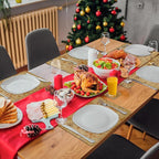 Le courant 16.9in 6PACK Winter Decoration Snowflake Placemats with 6 Coasters, Reversible Faux Leather Easy Clean Waterproof Stain Resistant Place Mats, for Home Party Dining Holiday Table Decor