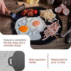 Victoria 15-Inch Cast Iron Tawa Dosa Pan, Pizza Pan with a Loop Handle, Crepe Tawa Preseasoned with Flaxseed Oil, Made in Colombia