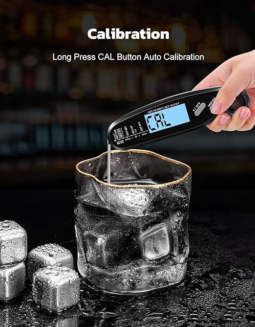 Instant Read Meat Thermometer Digital with Dual Probe, Food Thermometer for Cooking & Grilling, Large Backlit & Calibration, Grill Thermometer for Outside/Kitchen/Oven//Smoker/BBQ/Baking, Black