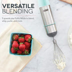 Dash Chef Series Immersion Hand Blender, 5 Speed Stick Blender with Stainless Steel Blades, Whisk Attachment and Recipe Guide – Aqua