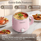 Dezin Hot Pot Electric, Rapid Noodles Cooker, Stainless Steel Electric Pot 1.6 Liter, Perfect for Ramen, Egg, Pasta, Dumpling, Soup, Porridge, Oatmeal with Temperature Control and Keep Warm Function