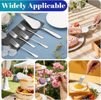 Eisinly 1 Pcs Cake Pie Server and 4 Forks Set for Wedding, Elegant Pizza Slicer Server Set with Stainless Steel Big Serrated Edges, Cake Cutter Pie Spatula for Birthday Anniversary, Silver