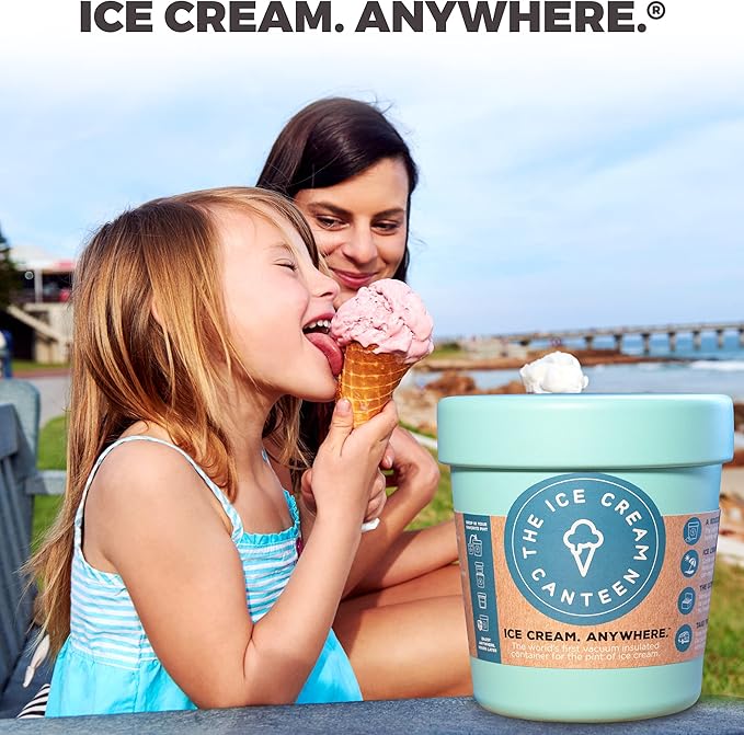 Vacuum Insulated Ice Cream Pint Cooler Keeps Ice Cream Frozen for hours enjoy ice cream anywhere (Coconut White)