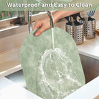 ADRIMER Placemats, Heat Resistant Oval Placemats Set of 6 Washable 12 x 17 Inch, Waterproof Table Mats, Wipeable Pu Place Mats for Kitchen, Dining Room, Green