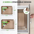 NutriChef 2-Piece Nonstick Stackable Cookie Sheet Set – Non-Toxic Carbon Steel Baking Pans – Heavy Duty, Warp-Resistant, Easy to Clean, Oven & Dishwasher Safe Bakeware