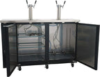 PEAKCOLD 2 Door, 4 Tap Commercial Beer Dispenser - Double Tower Keg Cooler - Kegerator; 60" W