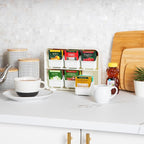Mind Reader Tea Bag Organizer, Tea Station Organizer, Countertop Storage, Kitchen, Plastic, 10.25"L x 3.25"W x 7.75"H, White