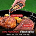 TempPro TP710 Instant Read Thermometer for Cooking, 2-in-1 Meat Thermometer Digital with 2 Probes & 2 Temperature Display, Kitchen Thermometer for Oven, Grilling, Smoker, BBQ (Previously ThermoPro)