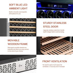 Empava 24 Inch Wine Fridge, 171 Bottle Wine Cooler Refrigerator with Professional Compressor, Large Capacity Fast Cooling Low Noise for Wine Enthusiasts, Built-in or Freestanding