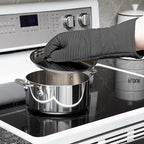 All Clad Silicone Oven Mitt: Heat Resistant up to 500 Degrees - 100% Cotton & Silicone, 14"x7" Oven Mitt for Kitchen and Barbeque, 1-Pack, Pewter
