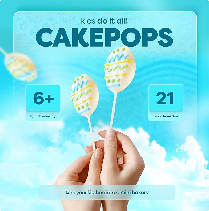 BAKETIVITY Kids Baking DIY Activity Kit - Egg Shape Vanilla Cake Pops Baking Kit with Pre-Measured Ingredients – Best Gift Idea for Boys and Girls Ages 6-12