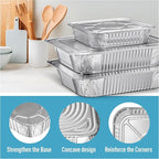 Diplastible Disposable Aluminum Pans With Lids, 9x13 (10pc) And 8x8 Square (10pc) Combo Set, Disposable Baking and Cake Pan (Pack of 20)
