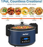 Programmable Slow Cooker with Locking Lid, Portable Multi-Cooker for Family and Gatherings, 8.5 QT Food Warmer with Adjustable Temp, Warmer with Digital Timer, Dishwasher-Safe, Blue