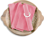 Solino Home Linen Napkins Set of 4-100% Pure Linen Pink Carnation Dinner Napkins Cloth 20 x 20 Inch for Valentines - Fete, Handcrafted and Machine Washable