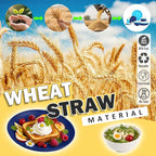 Wheat Straw Dinnerware Sets of 32, Unbreakable Plates and Bowls Sets Service for 8, Dinner Plate/Dessert Plate/Bowl/Cup, for Outdoor Camping RV Apartment Essentials - Island Color