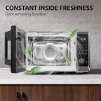 TOSHIBA Air Fryer Combo 8-in-1 Countertop Microwave Oven, with Convection, Broil, Odor Removal Mode, 12.4" Position Memory Turntable, Child-Lock, 1.0 Cu.ft, Black Stainless Steel, ML2-EC10SA(BS)