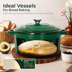 Kitchen Academy 7Pcs Enameled Cast Iron Cookware Sets - Non Toxic Pots and Pans Set, Induction Nonstick Cookware Set, PFOA&PFAS Free (Emerd)