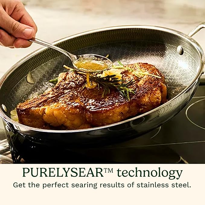 Cuisinart FusionPlus Hybrid Nonstick Stainless Steel Cookware, 3.5-Quart Sauté Pan with Cover and Helper, PFAS-Free PURELYSEAR Ceramic Technology, Scratch Proof, Cool Grip Handles, Dishwasher Safe