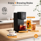 Tastyle Single Serve Coffee Maker for K Cup, Ground and Tea Leaves, Hot and Iced Coffee Machines with Bold Setting, 6 to 16 Oz Brew Sizes, Compact for Small Spaces, Black (2.0 Version)