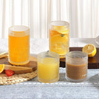 Moretoes Hobnail Drinking Glasses Set of 12, Vintage 15 Oz Highball Glasses & 10 Oz Cocktail Glasses, Clear Embossed Boho Glass Cups Kitchen Bar Tumbler Glassware Set for Whiskey, Beer, Juice, Milk