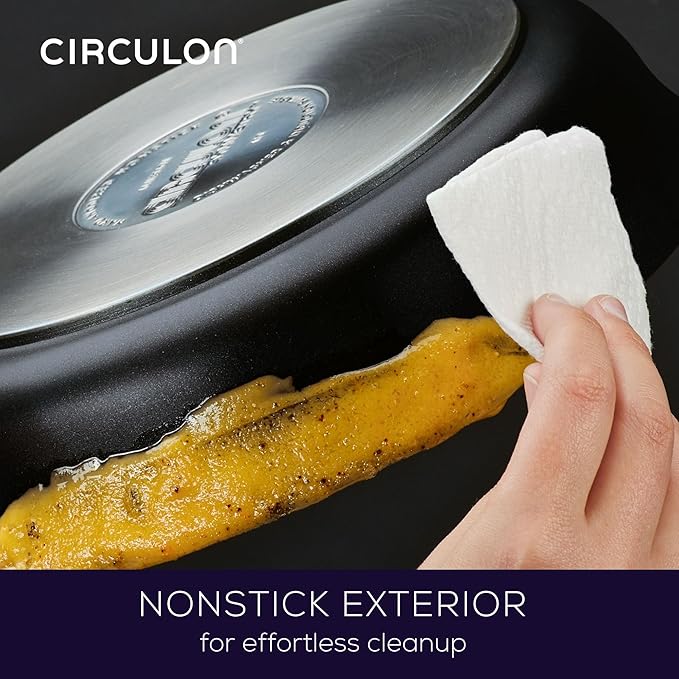 Circulon Symmetry Hard Anodized Nonstick Induction Frying Pan Twin Pack, 10-Inch and 12-Inch, Pan Sets for Cooking Nonstick, Black