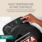 Homecraft Stone Baked Pizza Oven – 12in Woodfired Style Indoor Electric Countertop Pizza Maker – Ceramic Stone & Stainless Steel Peel – Variable Temp Control to 750°F – Homemade Pizza in Minutes-Black