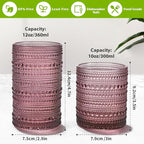 Moretoes Hobnail Drinking Glasses, 12 Piece Colorful Water Glass Cups, Mixed Vintage Glassware Set, 6pcs 12oz Highballs and 6pcs 10oz old Fashioned Glasses, Great for Cocktail, Whisky