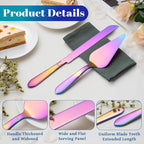 Eisinly Cake Cutting Set for Wedding, Elegant Cake Knife and Server Set with Thickened Stainless Steel Rounded Edges, Cake Cutter and Pie Spatula for Birthday Anniversary, 2 Pcs, Multipurple