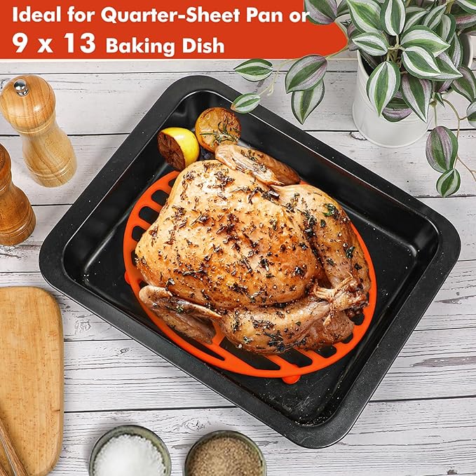 Webake Roasting Rack Oval Silicone 11x8 Inches Cooling Drying Rack Kitchen Cooking Rack for Baking Roasting Pan, Heat-Resistant Silicone Trivet
