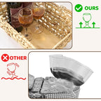 Wicker Picnic Basket with Handles, Wicker Baskets with Wooden Base for Picnic, Camping & Storage Basket