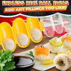 Rice Ball Mold - Mini Rice Ball Maker Mold with 3 Bite-Size Portions, Plastic Shaker with Scoop for Fast Shake Shaping – Versatile Tool for Bento Meals, Temari Sushi, Yaki-Onigiri & Creative Plating