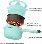 Dezin Hot Pot Electric, 2L Non-Stick Sauté Pan, Rapid Noodles Cooker, Mini Portable Pot for Steak, Egg, Fried Rice, Ramen, Oatmeal, Soup with Power Adjustment & Spatula, College Dorm Room Essential