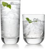 Libbey Drinking Glasses Polaris Tumbler and Rocks Set of 16, Clear, Sturdy Drinkware Glasses Set, Kitchen Glassware for Cocktails, Soda, and More