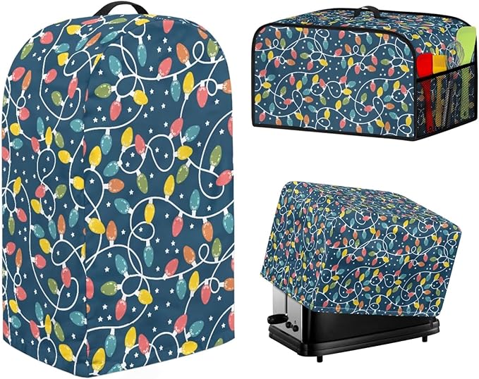 String Lights Blender Slow Cooker and Toaster Cover 4 Slice Machine Washable Kitchen Christmas Decor for Stand Mixer, Coffee Maker & Microwave Anti Dust 3PCS